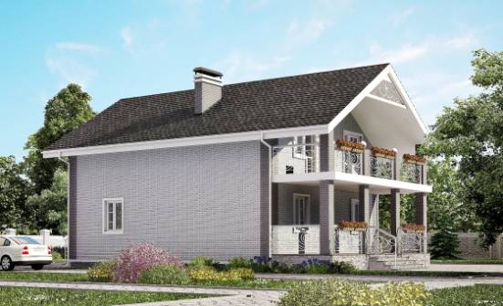 150-007-П Проект двухэтажного дома с мансардой, бюджетный дом из поризованных блоков Сочи | Проекты домов от House Expert