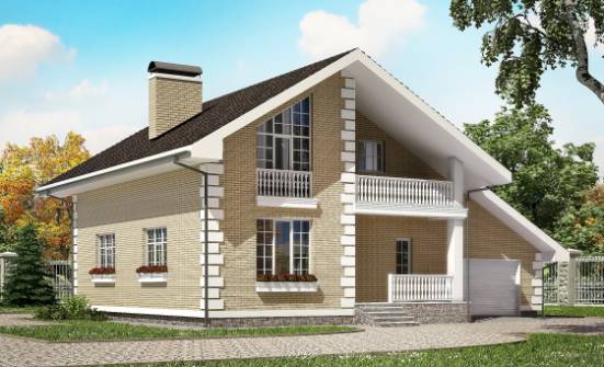 190-005-П Проект двухэтажного дома мансардой, гараж, средний коттедж из газобетона Сочи | Проекты домов от House Expert