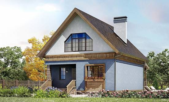130-003-Л Проект двухэтажного дома с мансардой, бюджетный домик из арболита Сочи | Проекты домов от House Expert