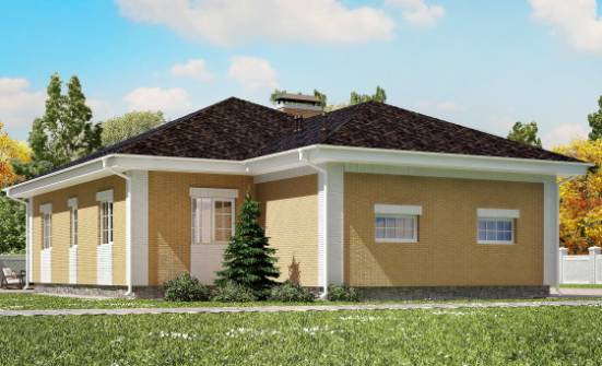 130-002-Л Проект одноэтажного дома и гаражом, бюджетный домик из поризованных блоков Сочи | Проекты домов от House Expert
