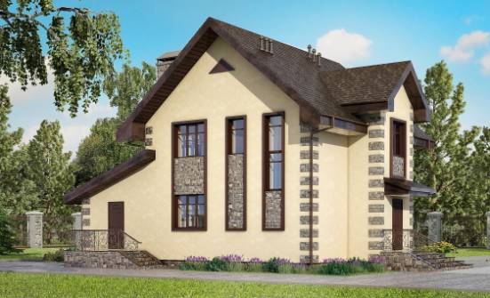 160-004-П Проект двухэтажного дома и гаражом, уютный домик из арболита Сочи | Проекты домов от House Expert