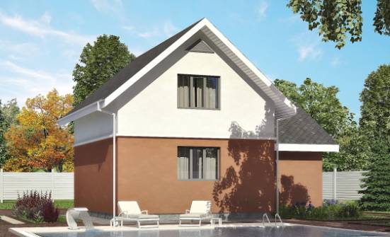 120-002-Л Проект двухэтажного дома мансардой и гаражом, уютный дом из газобетона Сочи | Проекты домов от House Expert