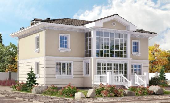 210-005-Л Проект двухэтажного дома, современный коттедж из бризолита Сочи | Проекты домов от House Expert