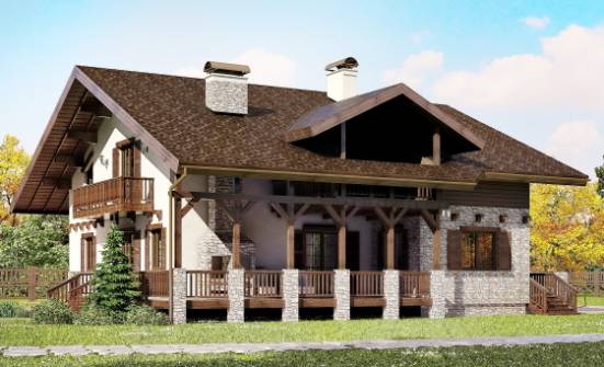 250-003-П Проект двухэтажного дома мансардой, большой загородный дом из бризолита Сочи | Проекты домов от House Expert
