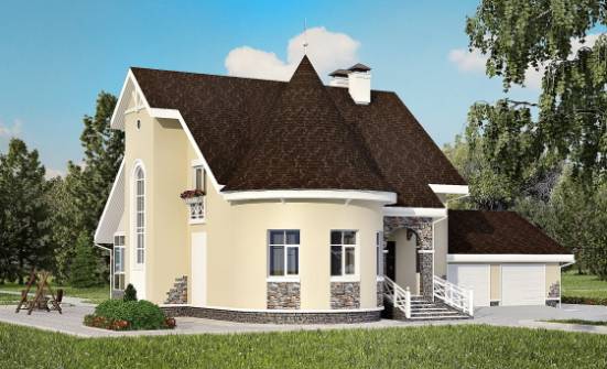 275-001-Л Проект двухэтажного дома с мансардой и гаражом, большой коттедж из кирпича Сочи | Проекты домов от House Expert