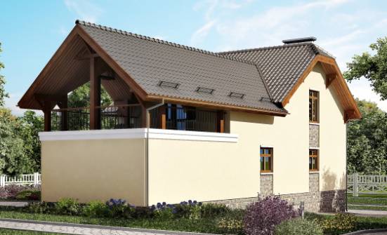 255-003-П Проект трехэтажного дома мансардой и гаражом, красивый дом из твинблока Сочи | Проекты домов от House Expert