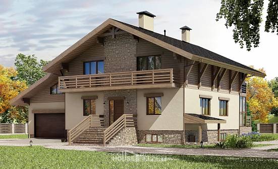 420-001-Л Проект трехэтажного дома мансардой и гаражом, огромный загородный дом из кирпича Сочи | Проекты домов от House Expert
