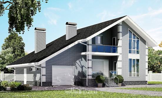 190-006-Л Проект двухэтажного дома с мансардой и гаражом, просторный дом из газосиликатных блоков Сочи | Проекты домов от House Expert