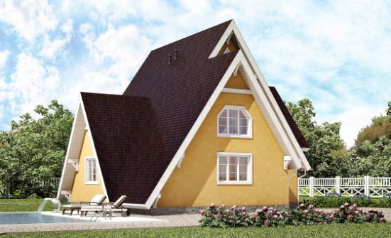 155-008-П Проект двухэтажного дома мансардный этаж, простой коттедж из бревен Сочи | Проекты домов от House Expert