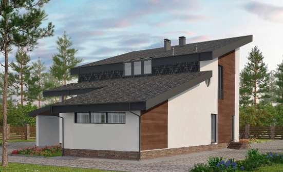 230-001-П Проект двухэтажного дома с мансардой, современный дом из кирпича Сочи | Проекты домов от House Expert