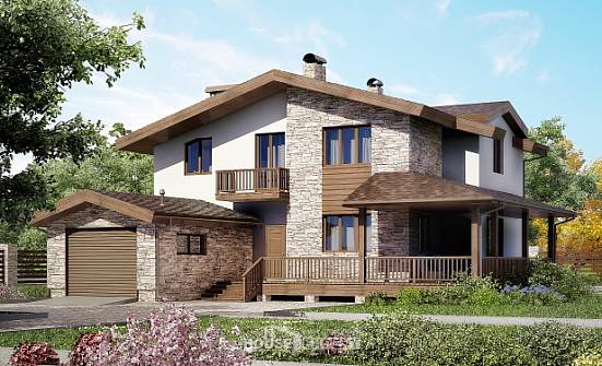 220-001-П Проект двухэтажного дома с мансардой, гараж, средний загородный дом из пеноблока Сочи | Проекты домов от House Expert
