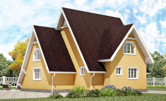 155-008-П Проект двухэтажного дома мансардный этаж, простой коттедж из бревен Сочи | Проекты домов от House Expert
