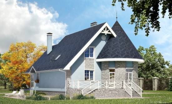 170-003-П Проект двухэтажного дома мансардный этаж, доступный домик из арболита Сочи | Проекты домов от House Expert