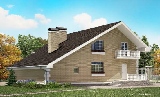 190-005-П Проект двухэтажного дома мансардой, гараж, средний коттедж из газобетона Сочи | Проекты домов от House Expert