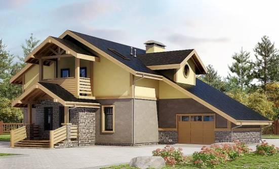 180-011-П Проект двухэтажного дома мансардой, гараж, красивый домик из пеноблока Сочи | Проекты домов от House Expert