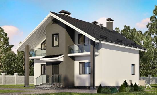 150-005-Л Проект двухэтажного дома мансардой, современный дом из твинблока Сочи | Проекты домов от House Expert