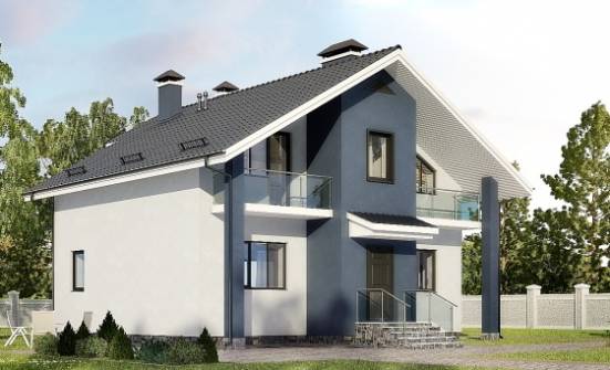 150-005-П Проект двухэтажного дома мансардный этаж, доступный домик из блока Сочи | Проекты домов от House Expert
