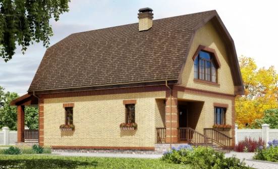 130-005-Л Проект двухэтажного дома мансардой, уютный коттедж из газобетона Сочи | Проекты домов от House Expert