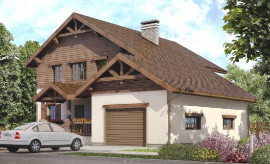 200-003-П Проект двухэтажного дома, гараж, современный домик из арболита Сочи | Проекты домов от House Expert