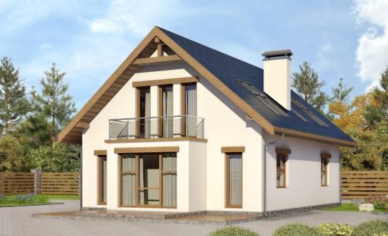 155-012-П Проект двухэтажного дома с мансардой, небольшой коттедж из твинблока Сочи | Проекты домов от House Expert
