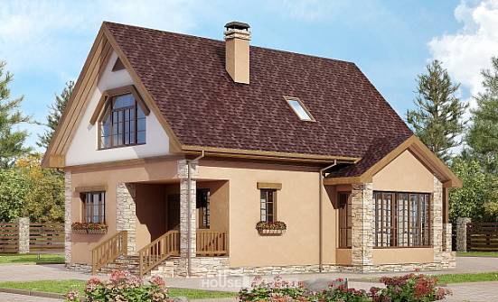 140-002-П Проект двухэтажного дома мансардой, скромный загородный дом из поризованных блоков Сочи | Проекты домов от House Expert