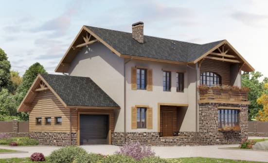 200-005-Л Проект двухэтажного дома и гаражом, красивый дом из бризолита Сочи | Проекты домов от House Expert