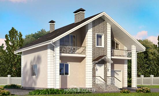 150-002-П Проект двухэтажного дома мансардный этаж, гараж, классический загородный дом из поризованных блоков Сочи | Проекты домов от House Expert
