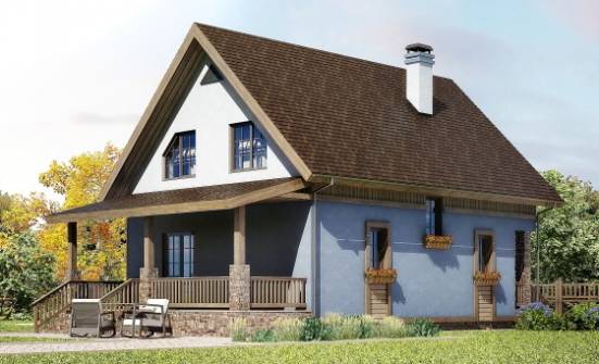 130-003-Л Проект двухэтажного дома с мансардой, бюджетный домик из арболита Сочи | Проекты домов от House Expert
