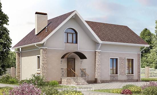 150-012-Л Проект двухэтажного дома с мансардой, красивый домик из газосиликатных блоков Сочи | Проекты домов от House Expert