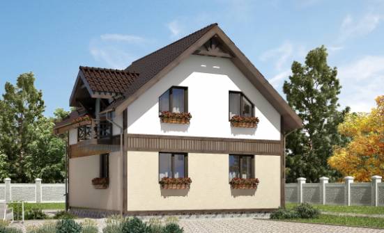 105-001-П Проект двухэтажного дома с мансардой, классический загородный дом из пеноблока Сочи | Проекты домов от House Expert