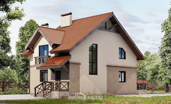 120-003-Л Проект двухэтажного дома мансардой, компактный домик из керамзитобетонных блоков Сочи | Проекты домов от House Expert