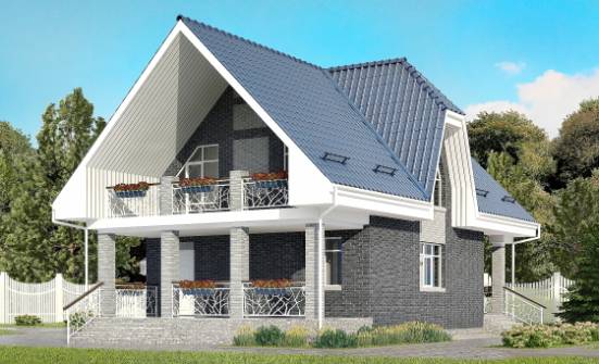125-002-Л Проект двухэтажного дома с мансардой и гаражом, бюджетный коттедж из поризованных блоков Сочи | Проекты домов от House Expert