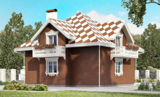 155-003-Л Проект двухэтажного дома с мансардным этажом, гараж, бюджетный домик из теплоблока Сочи | Проекты домов от House Expert