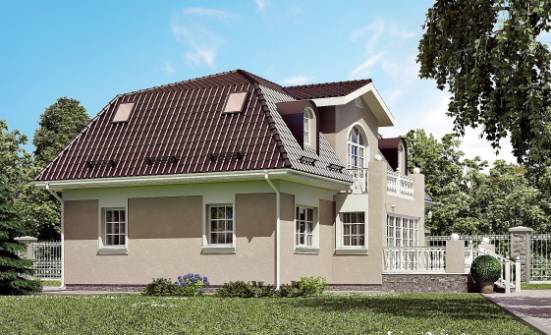 210-001-Л Проект двухэтажного дома с мансардой, простой загородный дом из керамзитобетонных блоков Сочи | Проекты домов от House Expert