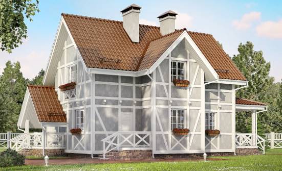 160-003-Л Проект двухэтажного дома мансардой, доступный коттедж из бризолита Сочи | Проекты домов от House Expert