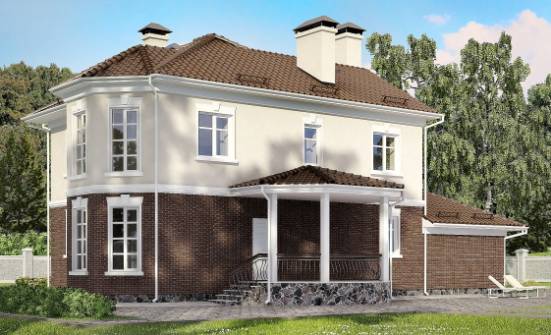190-002-Л Проект двухэтажного дома, гараж, средний домик из арболита Сочи | Проекты домов от House Expert