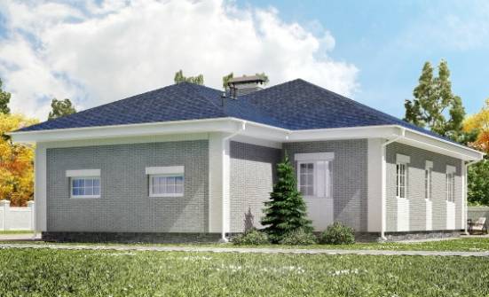 130-002-П Проект одноэтажного дома, гараж, бюджетный загородный дом из газосиликатных блоков Сочи | Проекты домов от House Expert