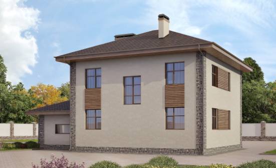 185-004-П Проект двухэтажного дома и гаражом, современный дом из керамзитобетонных блоков Сочи | Проекты домов от House Expert