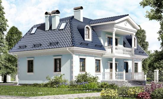 210-004-Л Проект двухэтажного дома с мансардой, классический домик из газобетона Сочи | Проекты домов от House Expert