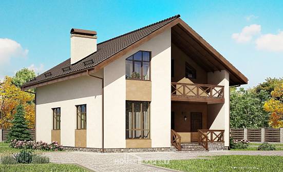 170-002-П Проект двухэтажного дома мансардой, простой загородный дом из газосиликатных блоков Сочи | Проекты домов от House Expert