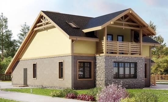 180-011-П Проект двухэтажного дома мансардой, гараж, красивый домик из пеноблока Сочи | Проекты домов от House Expert