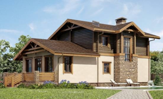 170-004-П Проект двухэтажного дома с мансардой, гараж, бюджетный домик из бризолита из бревен Сочи | Проекты домов от House Expert