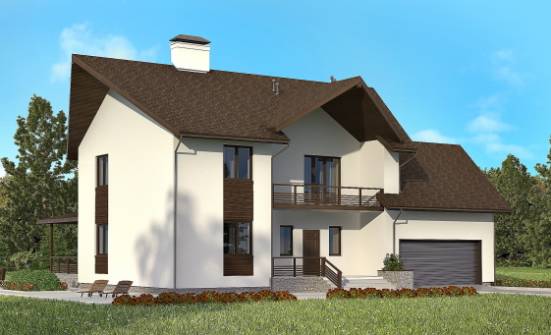 300-002-П Проект двухэтажного дома мансардой, гараж, огромный коттедж из блока Сочи | Проекты домов от House Expert