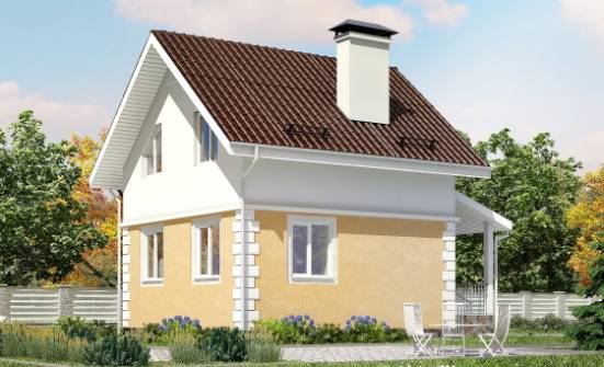 070-002-П Проект двухэтажного дома с мансардным этажом, миниатюрный коттедж из газосиликатных блоков Сочи | Проекты домов от House Expert