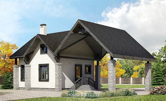 060-001-П Проект двухэтажного дома мансардой и гаражом, крохотный домик из пеноблока Сочи | Проекты домов от House Expert