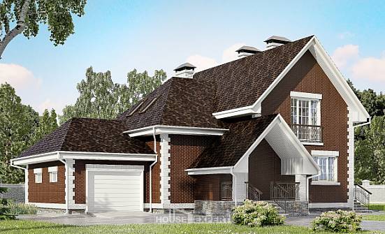 190-003-Л Проект двухэтажного дома мансардой, гараж, красивый дом из теплоблока Сочи | Проекты домов от House Expert