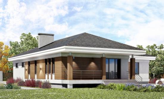 165-001-П Проект одноэтажного дома, гараж, бюджетный коттедж из поризованных блоков Сочи | Проекты домов от House Expert