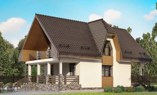 150-001-Л Проект двухэтажного дома с мансардой и гаражом, красивый домик из газосиликатных блоков Сочи | Проекты домов от House Expert