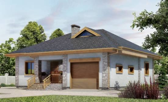 130-006-П Проект одноэтажного дома и гаражом, скромный загородный дом из керамзитобетонных блоков Сочи | Проекты домов от House Expert