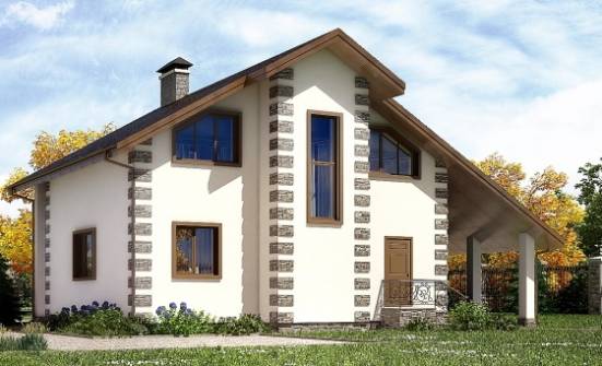 150-003-Л Проект двухэтажного дома с мансардой, гараж, бюджетный домик из дерева Сочи | Проекты домов от House Expert